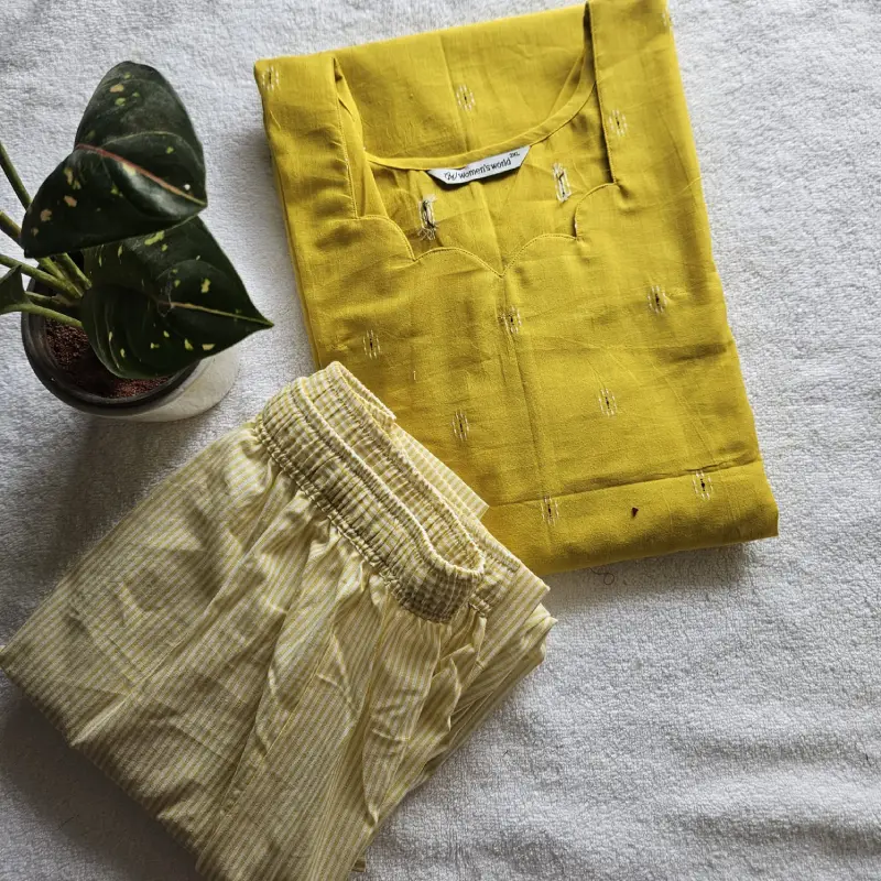 2-piece set – HC0039 (Lemon yellow) - Handloom Cotton
