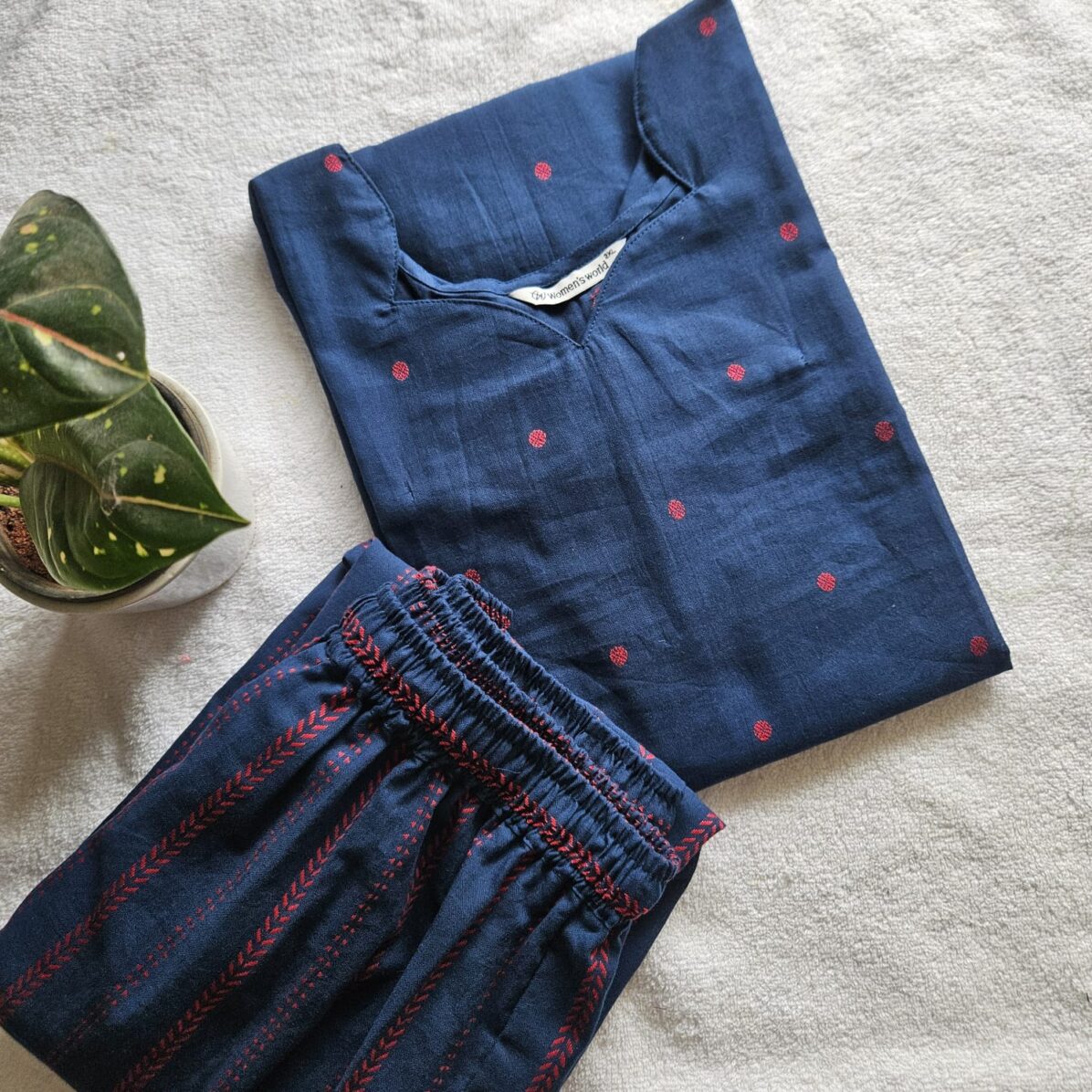 2-piece set – HC0042 (Blue) - Handloom Cotton