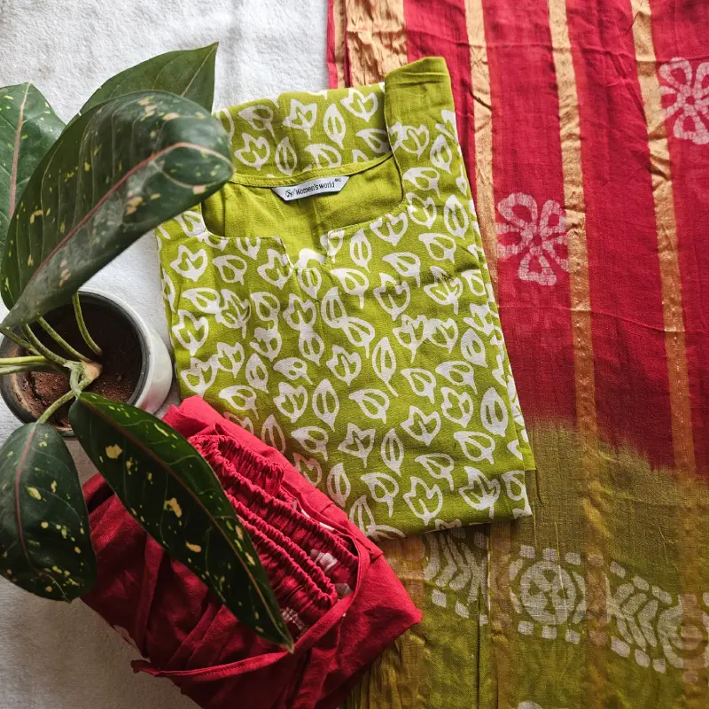 BAT0099-10th Batch-Battiq (Lime green with Pink) 3- piece set