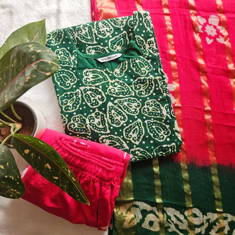 BAT0097-10th Batch-Battiq (Dark green with red) 3- piece set