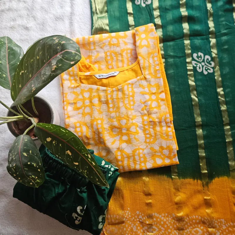 BAT0092-10th Batch-Battiq (Yellow with green) 3- piece set