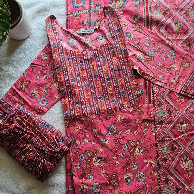 JC0035-Jaipuri cotton (Pink) – 3piece set